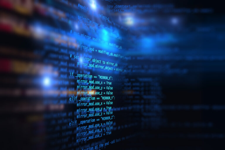 Programming code abstract technology background of software developer and Computer script